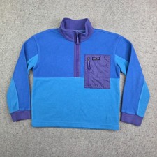 Patagonia Kid's Microdini 1/2-Zip Fleece Sweater Size M Blue Colorblock