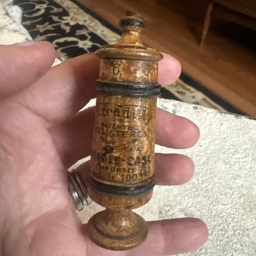Antique German Turned Wood Treen Piccadilly Stein Needle Case Sewing Kit Germany - Picture 14 of 17