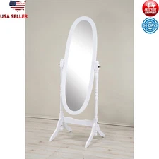 New Traditional Wood Freestanding Oval Adjustable Full Body Cheval Mirror