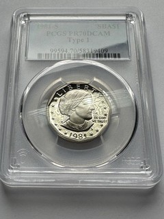 1981 S Susan B Anthony SBA Dollar PCGS Proof 70 Deep Cameo Type 1