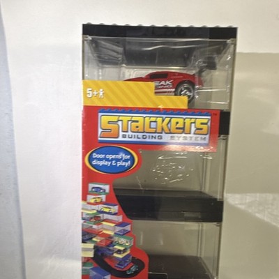 Stackers Plastic Display Case Clear Black Door Opens for Display & Play Ages 30