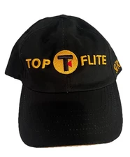 Top Flite Golf Baseball Hat Cap Adjustable Strap-back Black Strata Adult New