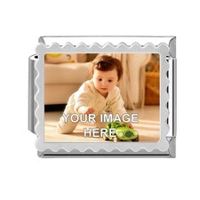 Wavy 9mm Italian Photo Charm Custom Personalise Picture Bracelet Fits Nomination