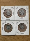 LOT OF 4 MERCURY DIMES 1943-S, 1944, 1944-D, 1944-S