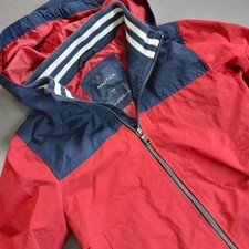 Kids Nautica Red Navy Blue Windbreaker Jacket Size S 8