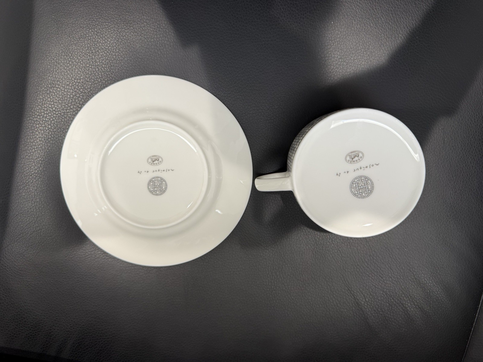 Hermes Platinum Silver Mosaic Series Bone China Coffee Cup and Saucer Set thumbnail 2