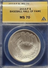 2014-P National Baseball Hall of Fame 90% Silver Dollar ANACS MS70 $1