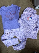 New SainTeve Kids 3 pieces L 14/16  Hoodie shirt Legging pink tye dye