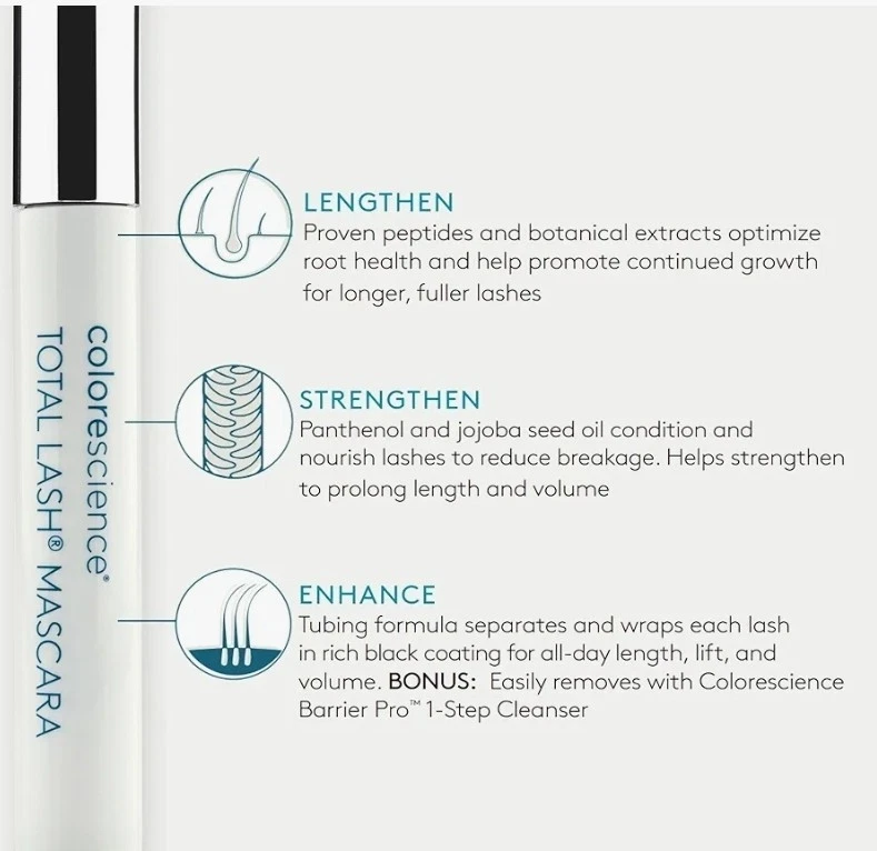 Colorescience Total Lash Mascara 0.27 Fl oz Black, Grow And Strengthen Lashes - Image 3 of 4