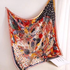 100 Real Silk Womens Large Square Scarf Colourful Printing Style Silk Scarves