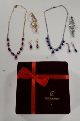 Set De 2 Parures CHTIME - Collier Et Boucles D'oreilles, Doré Et Argenté, Occasion Bon état