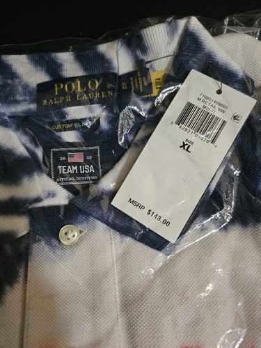 Polo Ralph Lauren Team USA Polo Shirt Mens Size XL Multi Tie-Dye Mesh Pony Logo - Picture 4 of 6