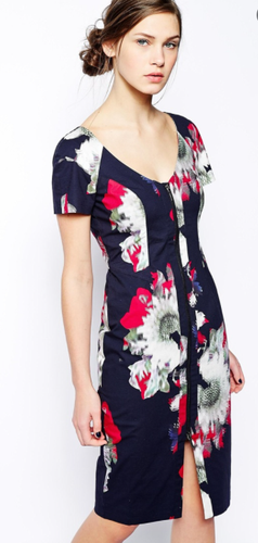 French connection Navy floral fitted 