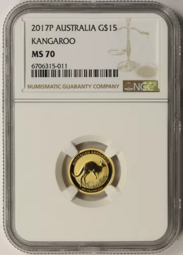 2017 P Australia Kangaroo 1/10 oz .9999 Gold $15 MS 70 NGC