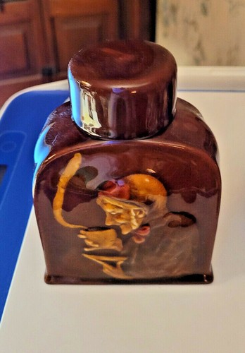 Royal Doulton Kingsware Tea Caddy Ginger Jar Elder Lady Drinks Tea~Rare Antique~ - Picture 6 of 9