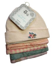 Cradle Caps By Cribmates, Girl, 5 Caps, 0-6 Mos, Brand New