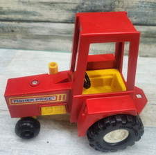 Vintage 1980 Husky Helpers Farm Tractor #331 Fisher Price Red Yellow Made in USA