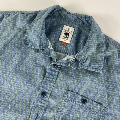 Copper & Oak Supply Button Down Up Shirt Adult XL Geometric Short Sleeve Mens