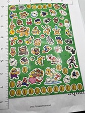 STICKER SHEET: Super Mario Brothers princess peach luigi