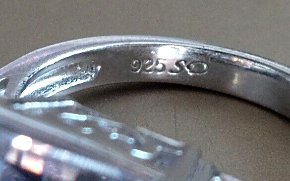 Large CZ Sterling Silver Statement Ring Marked 92… - image 7