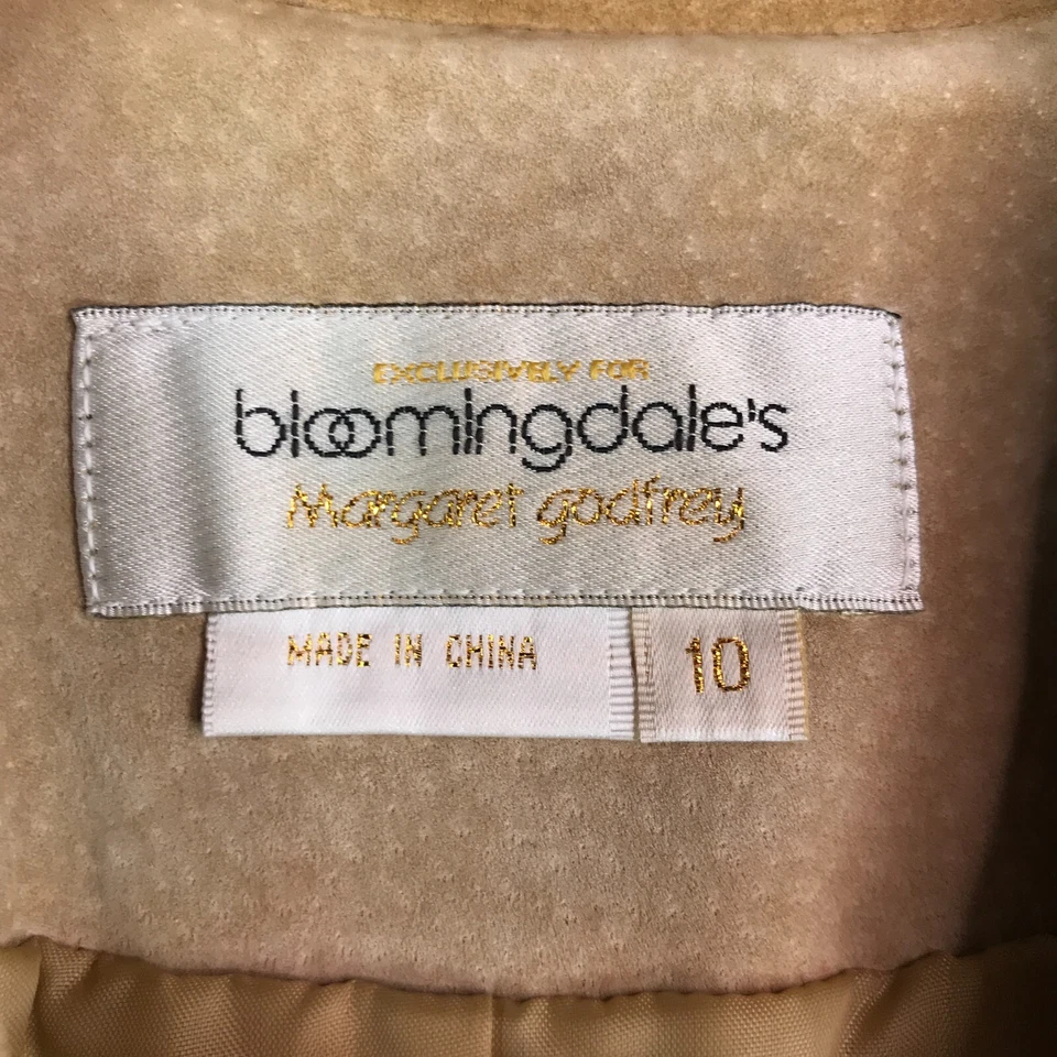 Blazer vintage años 90 para mujer 10 beige Bloomingdales Margaret Godfrey gamuza boho Foto 2 de 4
