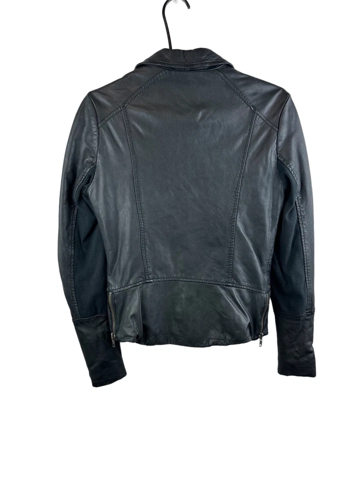 MUUBAA Chaqueta de Cuero para Mujer Talla 4 Cuero de Cordero Motociclista Moto Chaqueta Cremalleras Foto 4 de 4