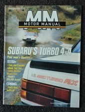 Motor Manual Feb 1986 Subaru RX Turbo Honda Accord Holden HDT VK Calais Director