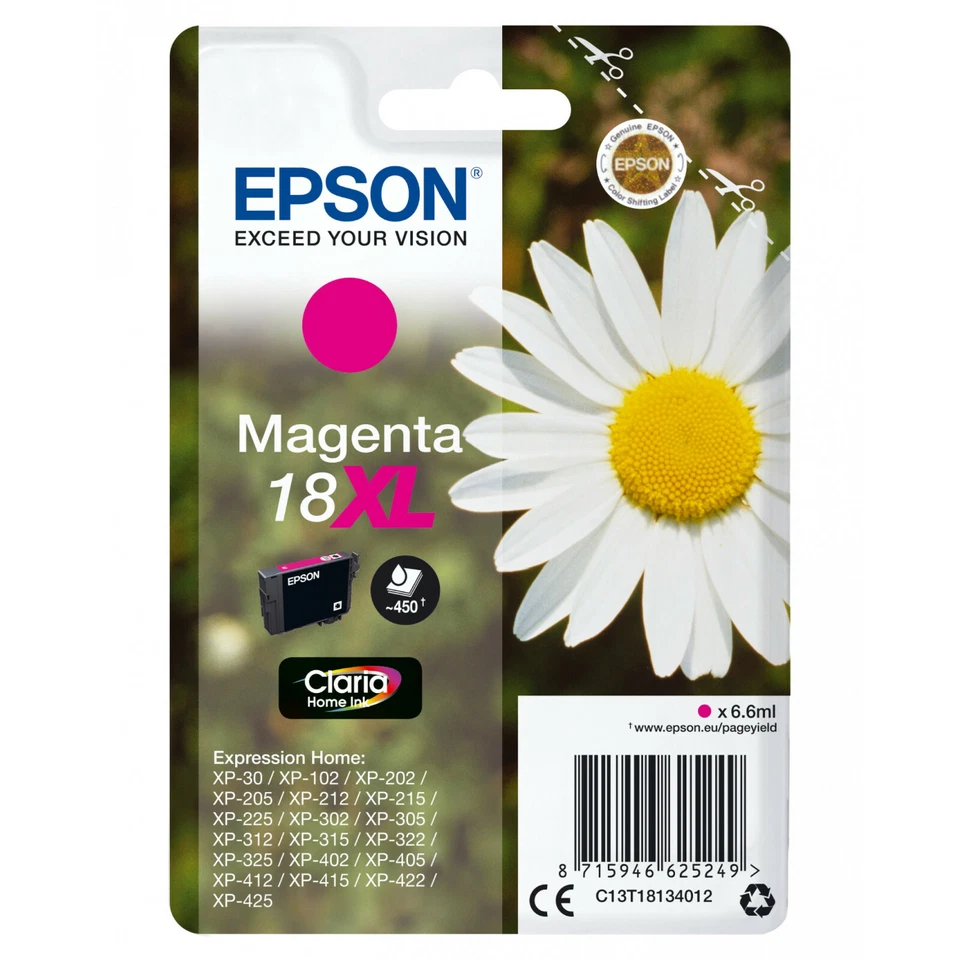 Original Epson T1813 18XL magenta XP30 XP102 XP205 XP215 XP405 XP415 MHD 02/2022 - Photo 1/1