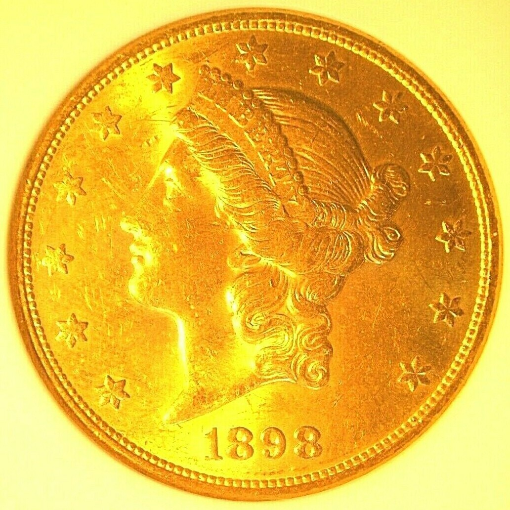 1898 S $20 Gold Double Eagle, NGC MS 61, Nice Yellow BU Luster