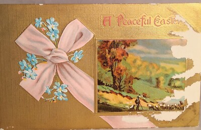 Circa 1910 Easter Greetings Postcard, Embossed, Gold Gilded. #-701