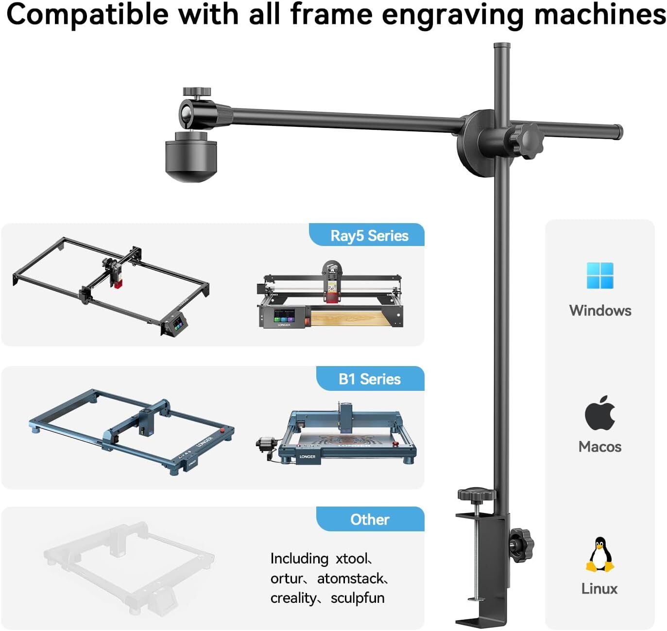 LONGER LightBurn Camera Kit for Laser Engravers 5MP Time-Lapse Digital Camera