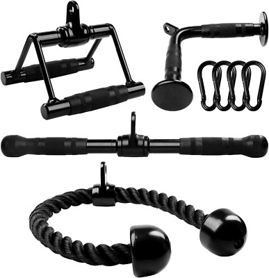 Tricep Press down Cable Machine Attachment Set, V-Shaped Bar, LAT Pull down Stra