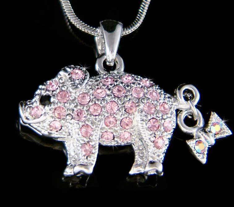 Pink Pig made with Swarovski crystal Piggy Piglet Lover Charm