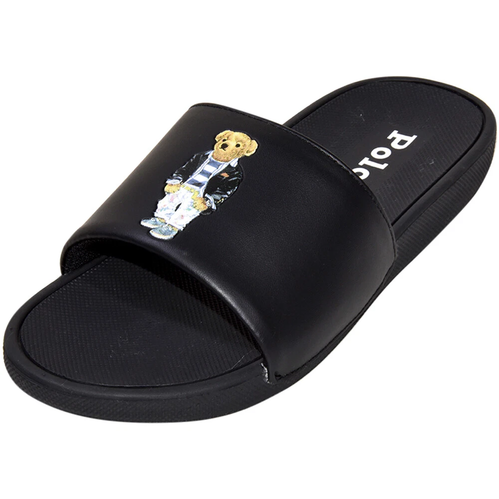 Polo Ralph Lauren Little Big Boy s Cayson Bear Slides Black