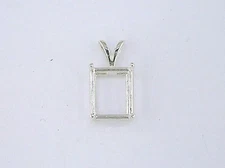 Emerald Cut 4 Prong Pendant Setting Sterling Silver