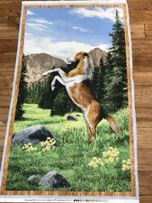 ROAMING WILD HORSE quilters cotton Fabric PANEL 24 x 44