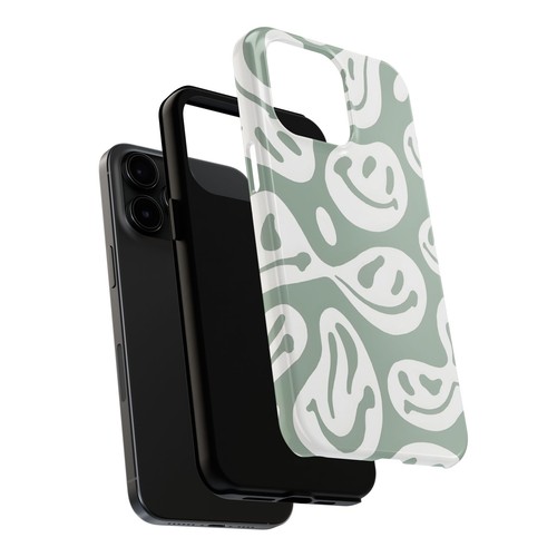 Abstract Smiley Faces Green Tough Phone Case | Aesthetic - 第 29/108 張圖片