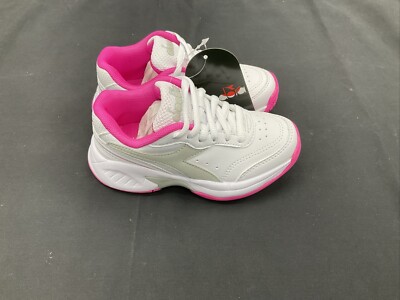 Size 12.5 - Diadora S. Challenge 4 SL JR - White/Silver/Pink