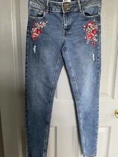 SO Good For Life Jeans Women’s Sz. 16 Double Button Embroidery Distressed C5
