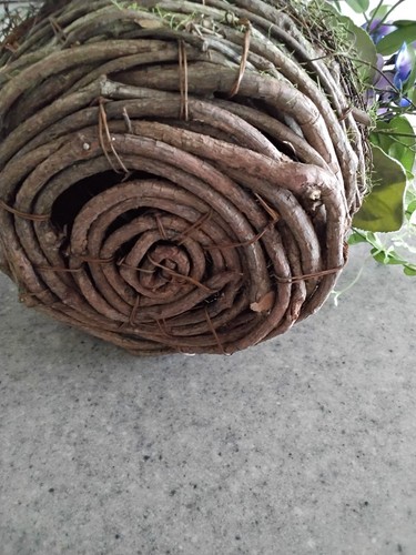 Grapevine Basket Nest with Artificial Violets, Babies Breath, Moss, Plastic Eggs - Picture 5 of 15