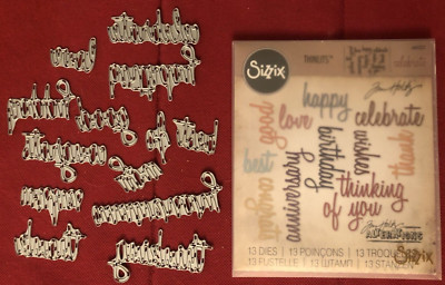 Sizzix Thinlits Dies Tim Holtz Alterations CELEBRATION WORDS 13 pc #660223