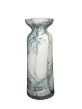 Holmegaard Glasvase 31 cm marmoriert weiß schwarz Dänemark Vintage