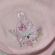 Starting Out One Cat Theme Baby Girl Throw Blanket 25" x 34" Pink Embroidered