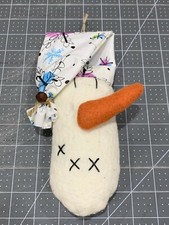 Handmade Primitive Fabric Cute Snowman in Sleep Cap Bowl Filler Ornament Decor
