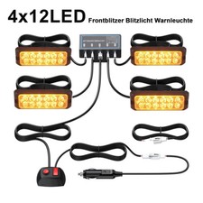 4x Frontblitzer LED Blitzlicht Warnleuchte Strobe Licht Gelb 12V KFZ LKW PKW DHL