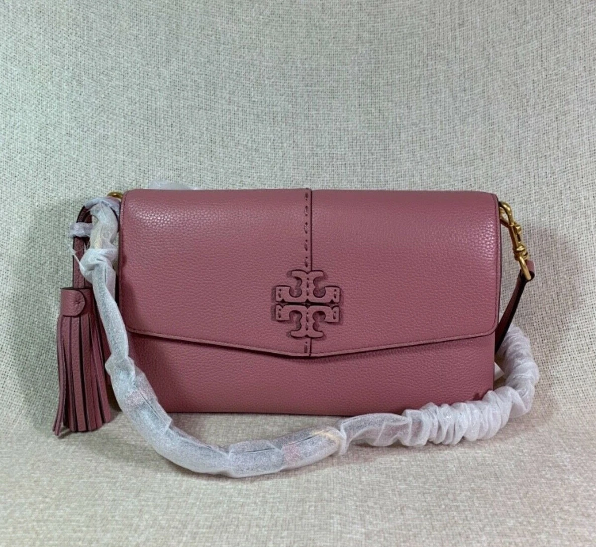 NEW Tory Burch Pink Magnolia Leather McGraw Cross Body Bag $378