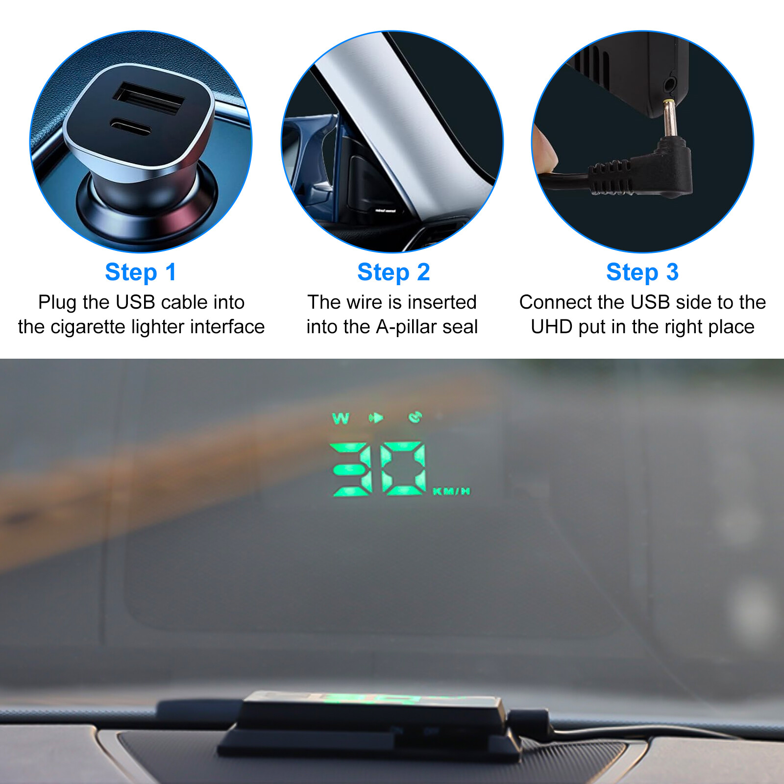 Digital Speedometer Sign Car Digital GPS Speedometer HUD Head Up Display MPH KM/H Overspeed ...