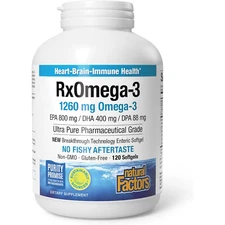 Natural Factors Rx Omega-3 Pharmaceutical Grade Fish Oil,1260 mg,120Softgels