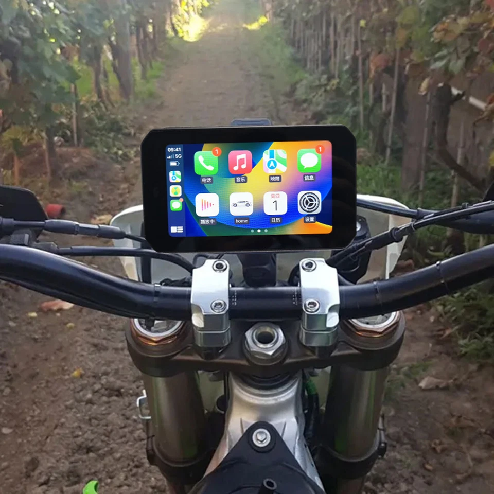 Cámaras duales navegación GPS motocicleta grabadora DVR pantalla de 5 pulgadas IPX7 impermeable Foto 2 de 4