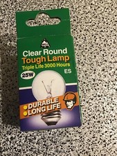 CLEAR ROUND BELL TOUGH LAMP BULB 25W (ES TYPE )TRIPPLE LIFE 3000 HOURS